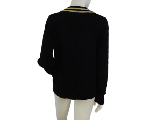Ralph Lauren 60's Sweater Black with Gold Stripes Size L SKU 000291-13