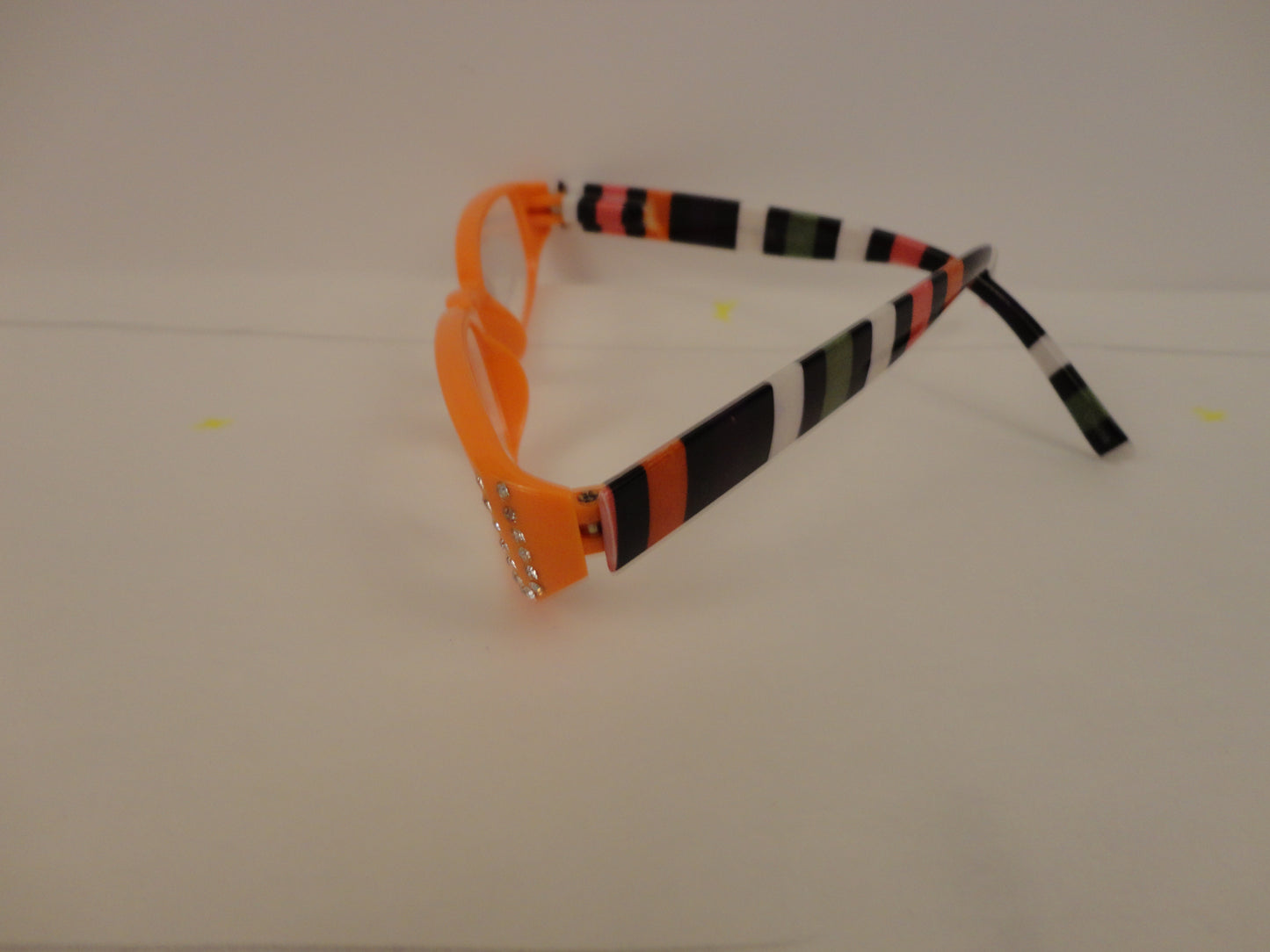 Load image into Gallery viewer, Readers Orange w/Stripes &amp;amp; Clear Crystals NWT SKU 200-19

