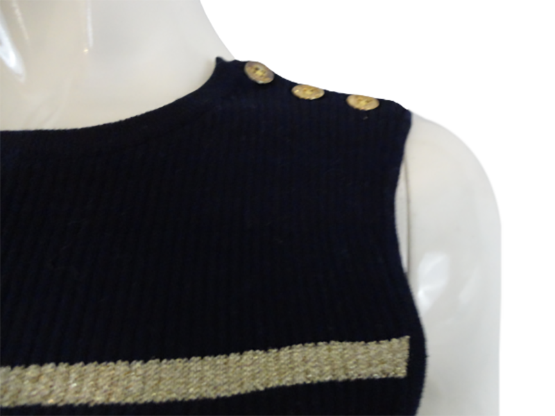 Ralph Lauren (gr) Sweater Sleeveless Blue & Gold M SKU 000291-15