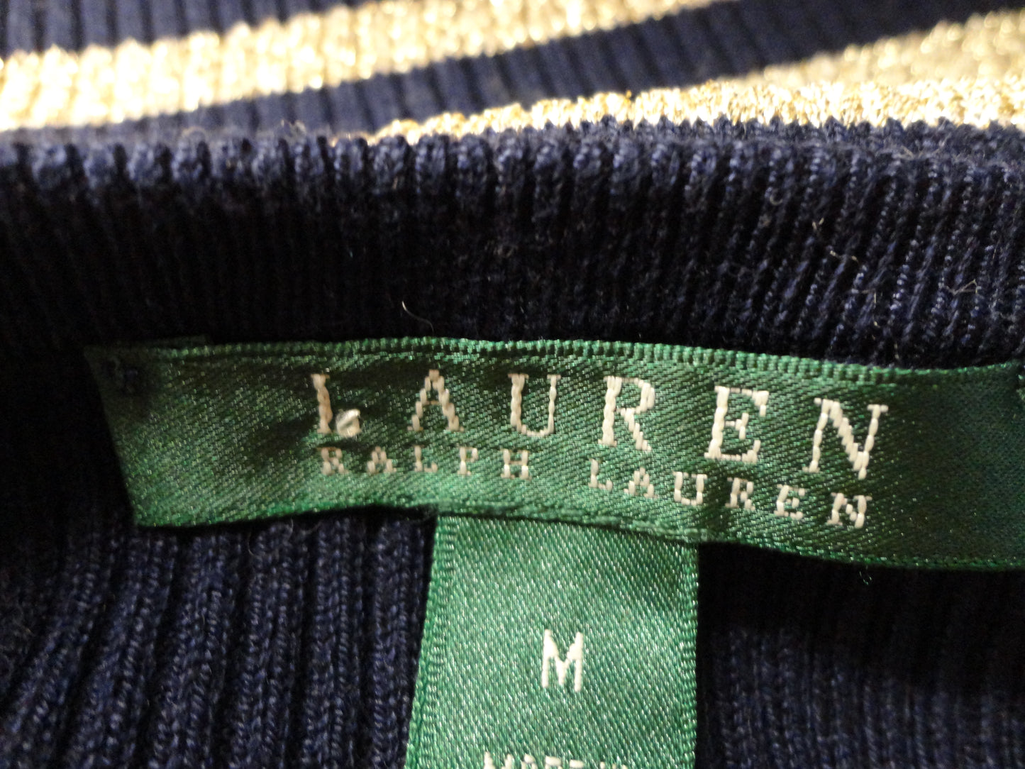 Ralph Lauren (gr) Sweater Sleeveless Blue & Gold M SKU 000291-15