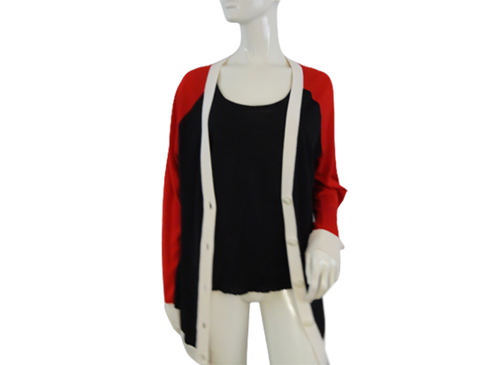 St. John Sweater Black Red White Size Large SKU 000291-17