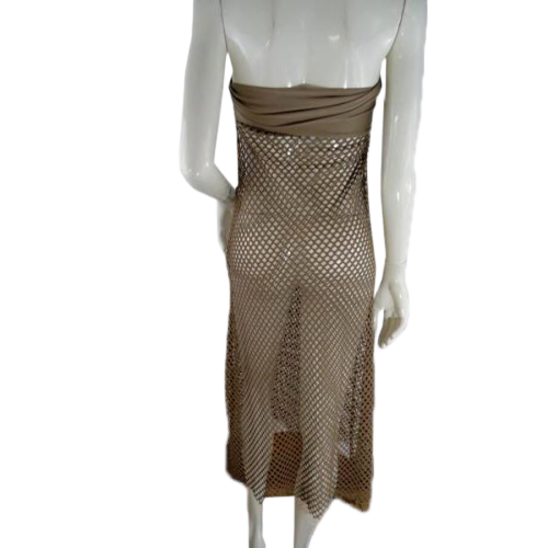 Load image into Gallery viewer, Swim Suit Cover Up Light Brown Size S SKU 000241-12
