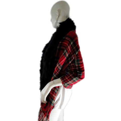 Faux Fur Lined Wrap Holiday Plaid 60" Wide SKU 000241-17
