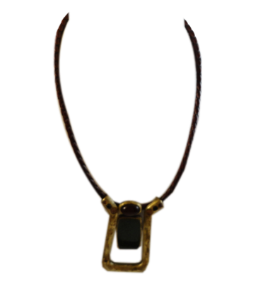 Load image into Gallery viewer, Chico&amp;#39;s Necklace Leather &amp;amp; Gold SKU 000403-17
