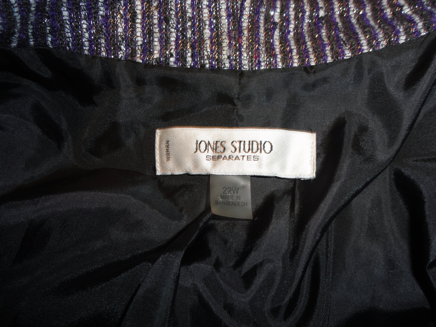 Jones Studio 70's Blazer Purple, Black, Silver Size 22W SKU 000036