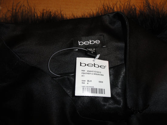 Bebe Skirt Black Feather & Sequin Size 4 SKU 000180