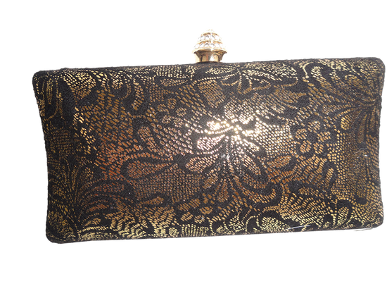 Load image into Gallery viewer, JNB Clutch Black and Gold (SKU 000248-6)
