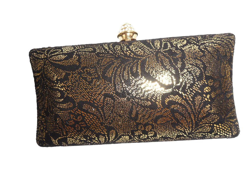 Load image into Gallery viewer, JNB Clutch Black and Gold (SKU 000248-6)
