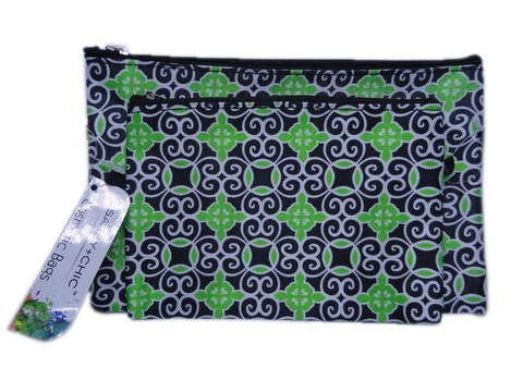 Load image into Gallery viewer, Cosmetic Bags Black &amp;amp; Green NWT (SKU 000216-22)
