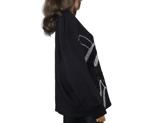 Iceberg Sweatshirt Black Embellished Sz 40 (SKU 000246-13)