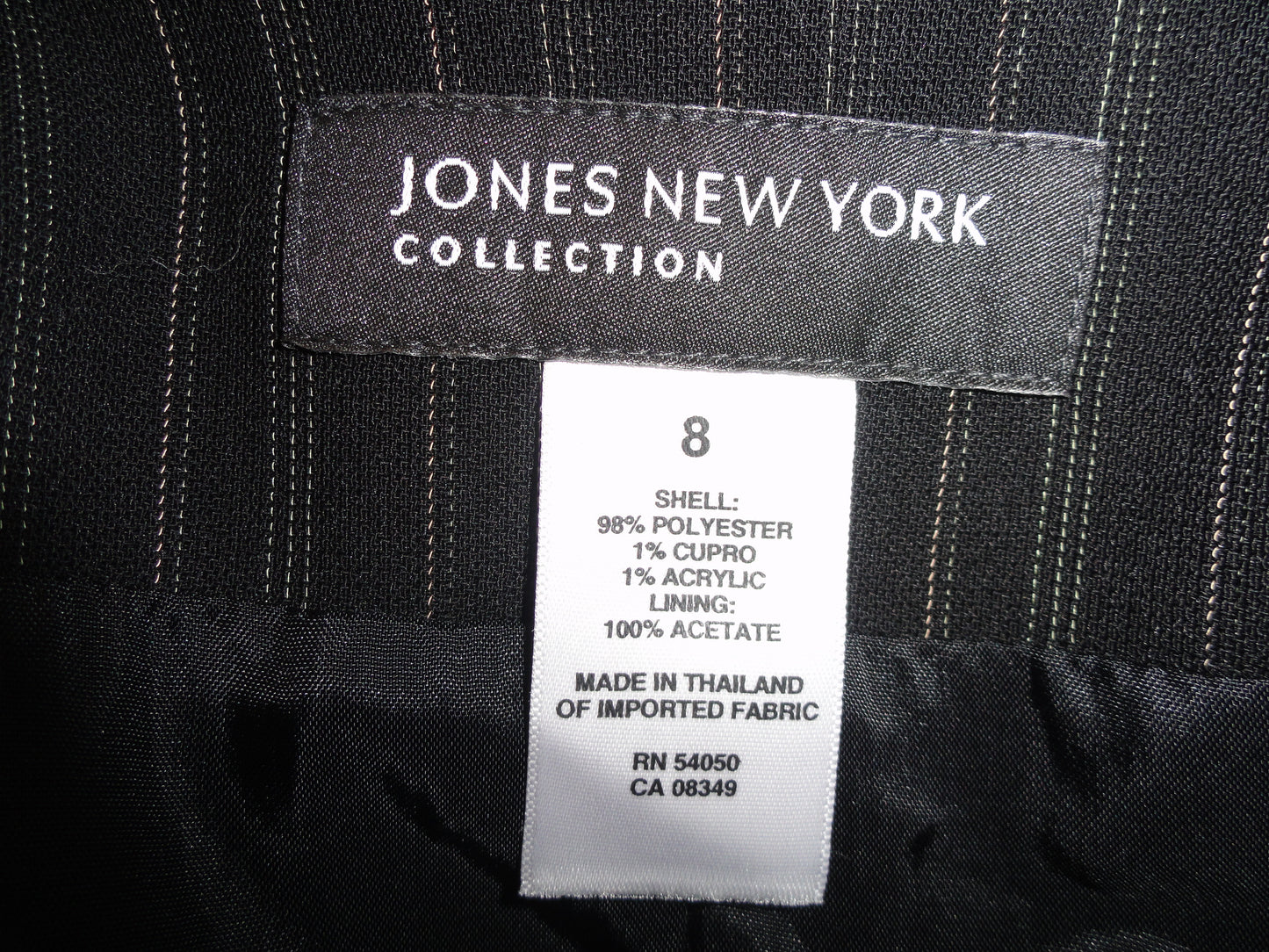 Jones New York 70's Blazer Black Pin Striped Size 8 SKU 000044