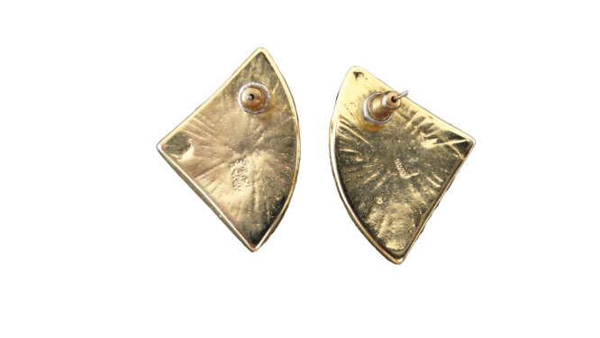 Earrings Fan Shaped with Enamel Overlay (SKU 004001-8)