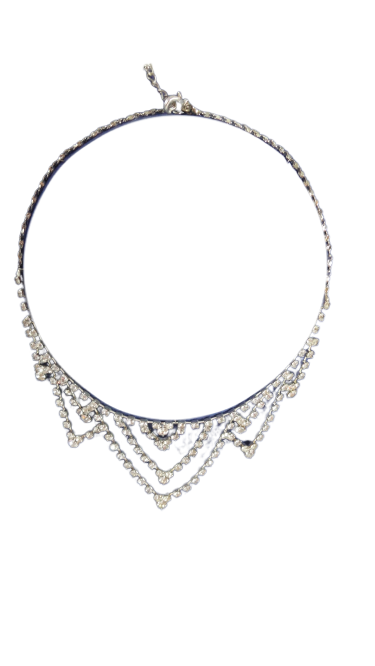Necklace Silver with Clear Crystals NWT (SKU 004001-13)