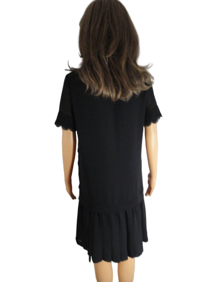 Moschino Scalloped Trim Black Dress Size 6 SKU 000180