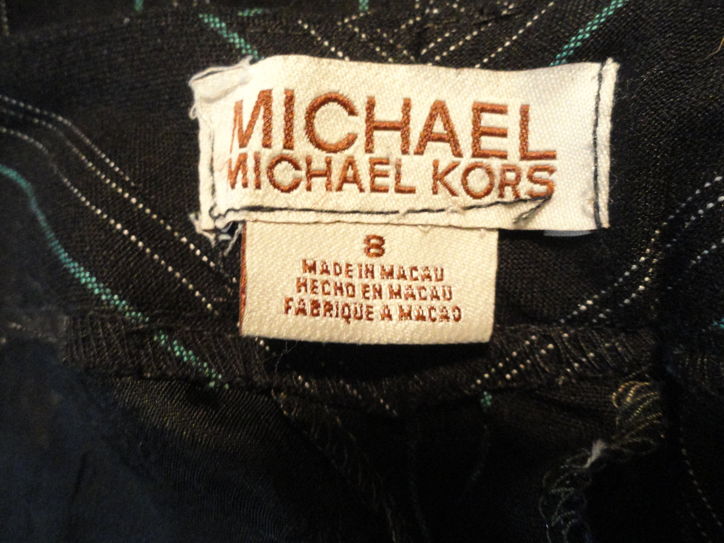 Michael Kors 90's Pants Black Striped Size 8 (SKU 000265-2)