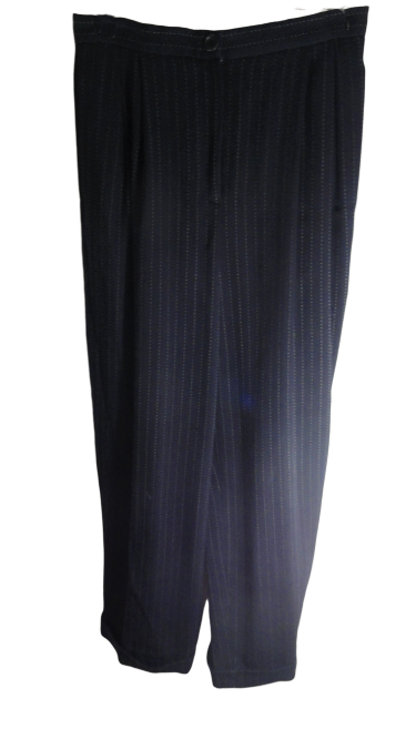 Emanuel 70's Pin Striped Pants Navy Wool Size 12 SKU 000112