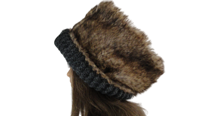 Load image into Gallery viewer, Fur Head Band Ear Warmer Brown &amp;amp; Cream (SKU  000015)

