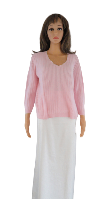 Ralph Lauren Sweater Cable Vee Neck Pink Size M (G) SKU 000205