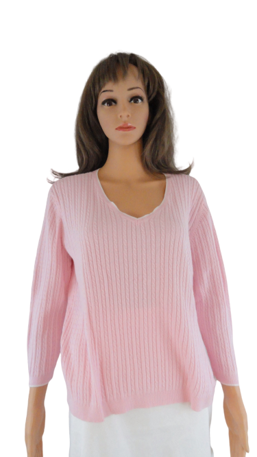 Ralph Lauren Sweater Cable Vee Neck Pink Size M (G) SKU 000205