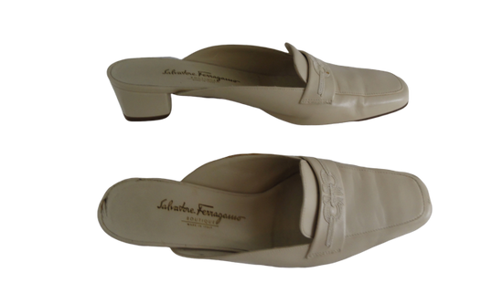 Salvatore Ferragamo Shoes Tan Leather Slides Size 9 1/2B SKU 000192-10
