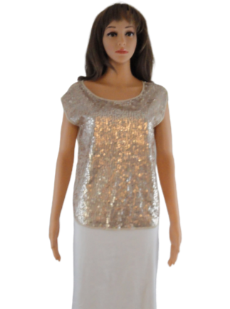 One Clothing 90's Cream Sequin Tank top Size S SKU 000170