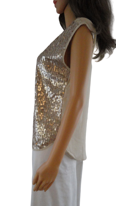 One Clothing 90's Cream Sequin Tank top Size S SKU 000170