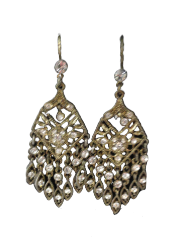 Earrings Dangling Gold colored with Crystals (SKU 004001-25)