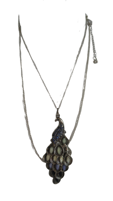 Necklace Silver Chain with Peacock pendant (SKU 004001-18)