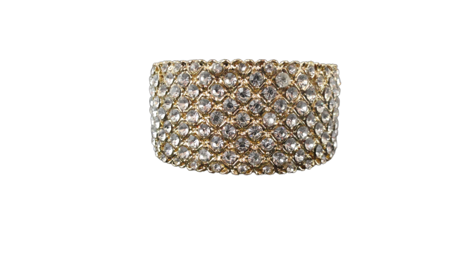 Bracelet Cuff Gold with Clear Crystals (SKU 004001-44)