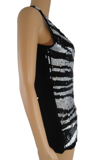 Zara Collection 80's Black & White Sequin Top Size L (SKU 000051)