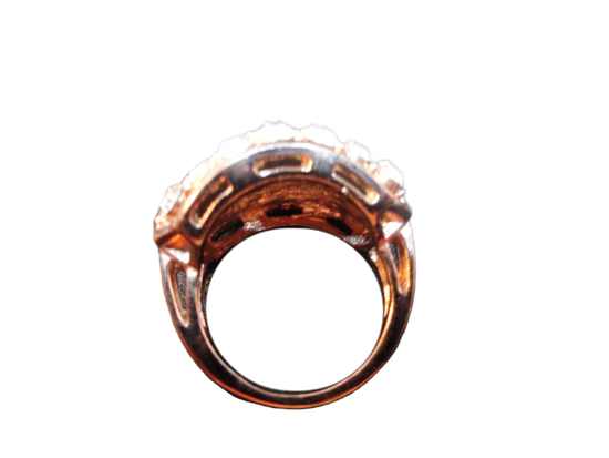 Jewelry Ring Rose Gold toned Band Amethyst & White Stones (SKU 000163-28)