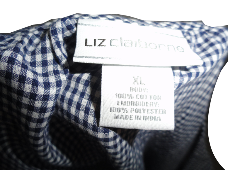 Liz Claiborne Top Navy Blue & White Checkered Size XL (SKU 000268-4)