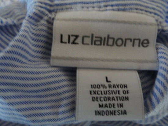 Liz Claiborne Top Blue & White Striped Size L (SKU 000268-5)