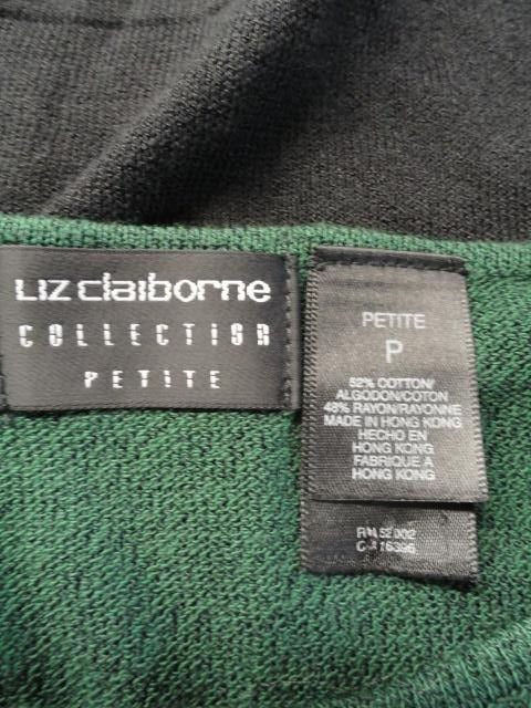 Liz Claiborne 70's Top Green Knit Size Petite NWT (SKU 000271-9)
