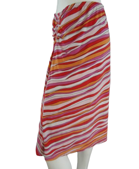 BCBG MAXAZRIA 80's Skirt Pink Orange Stripes Size M (SKU 000271-17)