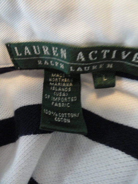 Load image into Gallery viewer, Ralph Lauren Top Navy White Striped Size L (G) (SKU 000173)

