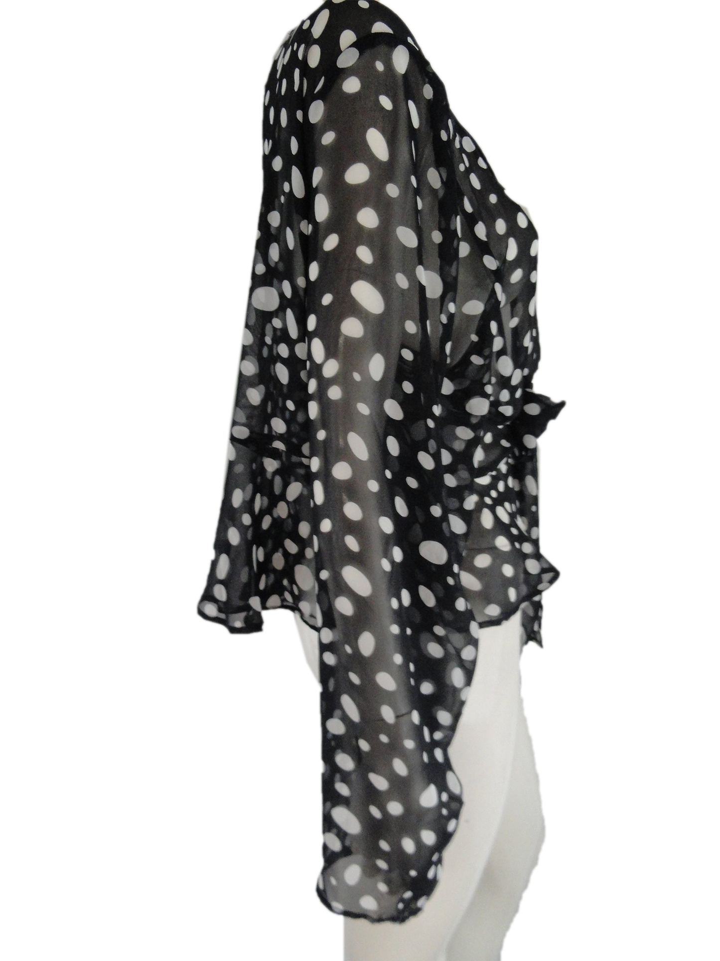 Load image into Gallery viewer, Forever 21 90&amp;#39;s Top Black White Polka Dot Ruffle Size 3X SKU 000101
