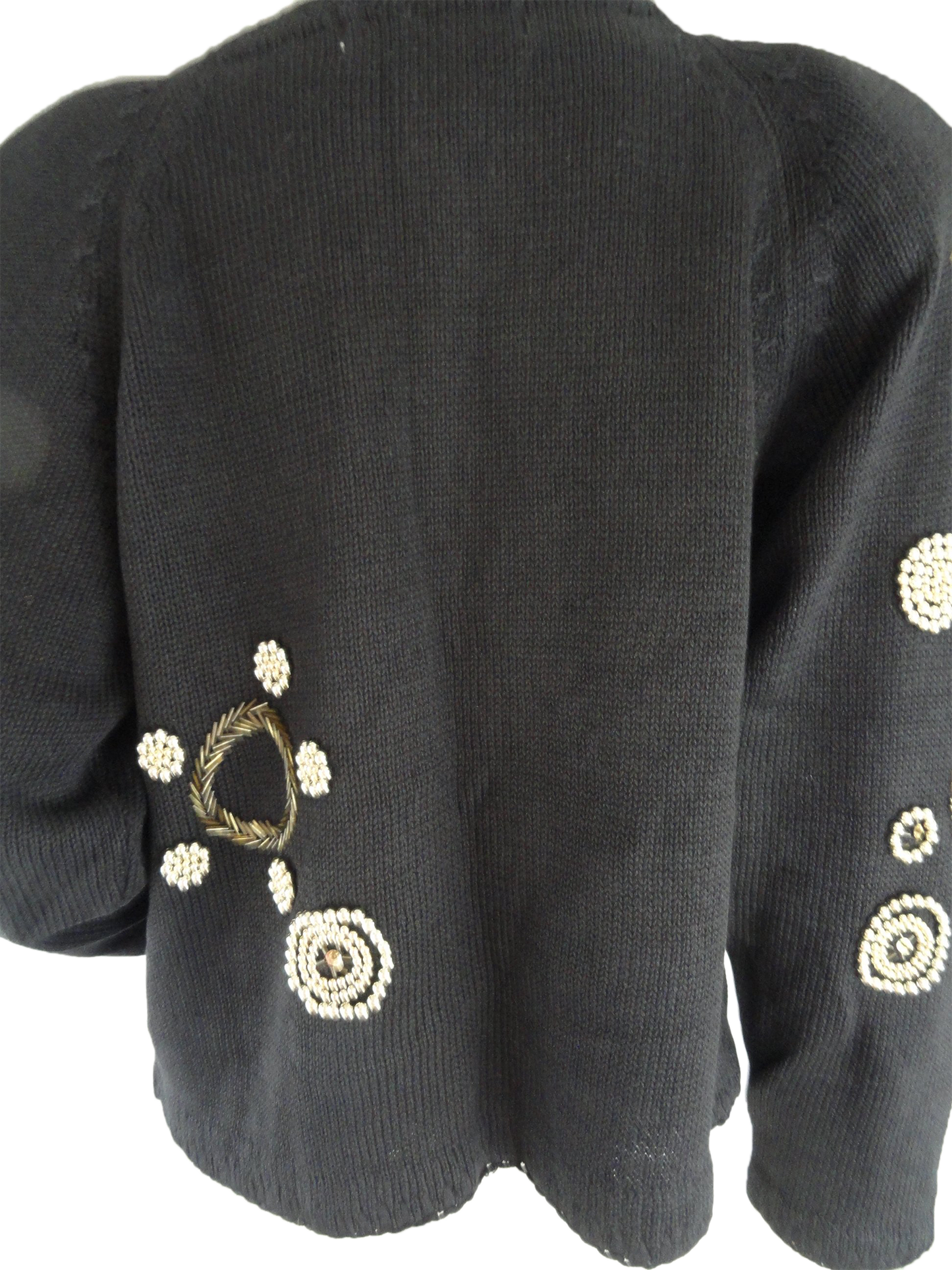 Victoria Harbot Sweater Black Beaded Embellished Size M (SKU 000273-1)