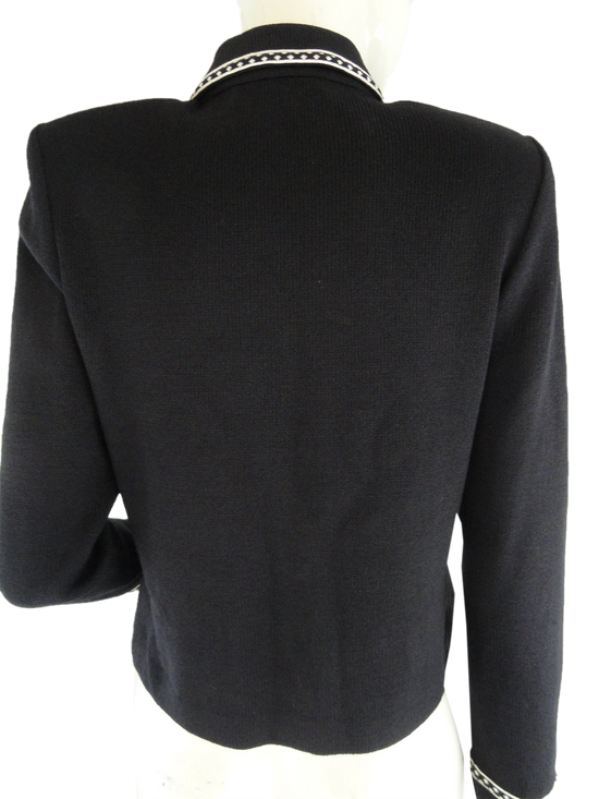 St. John Collection Crop Jacket Black & White Size 4 (SKU 000273-7)