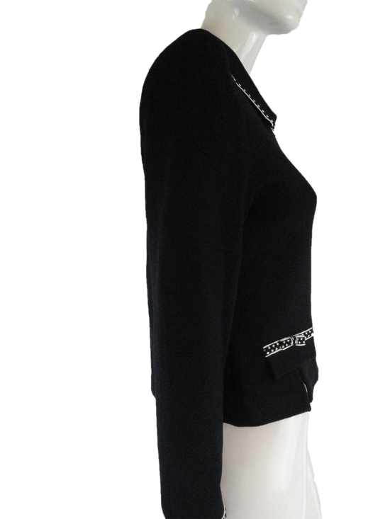 St. John Collection Crop Jacket Black & White Size 4 (SKU 000273-7)