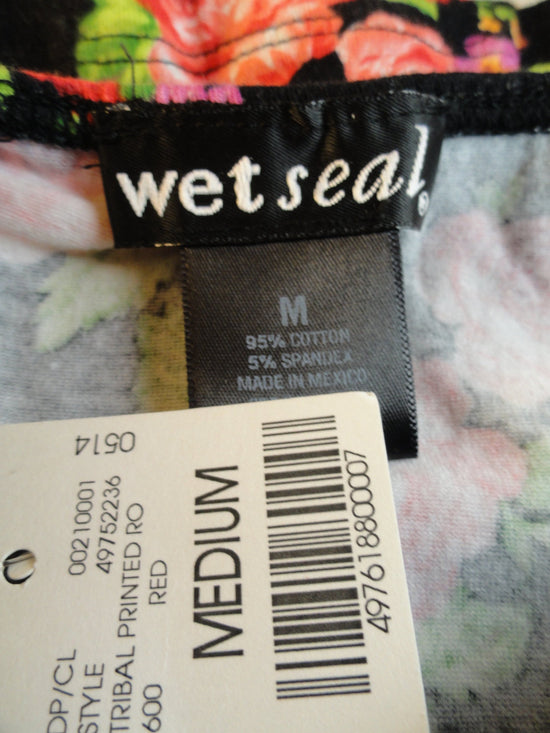 Wet Seal 80's Crop Top Black/Floral Large SKU 000022