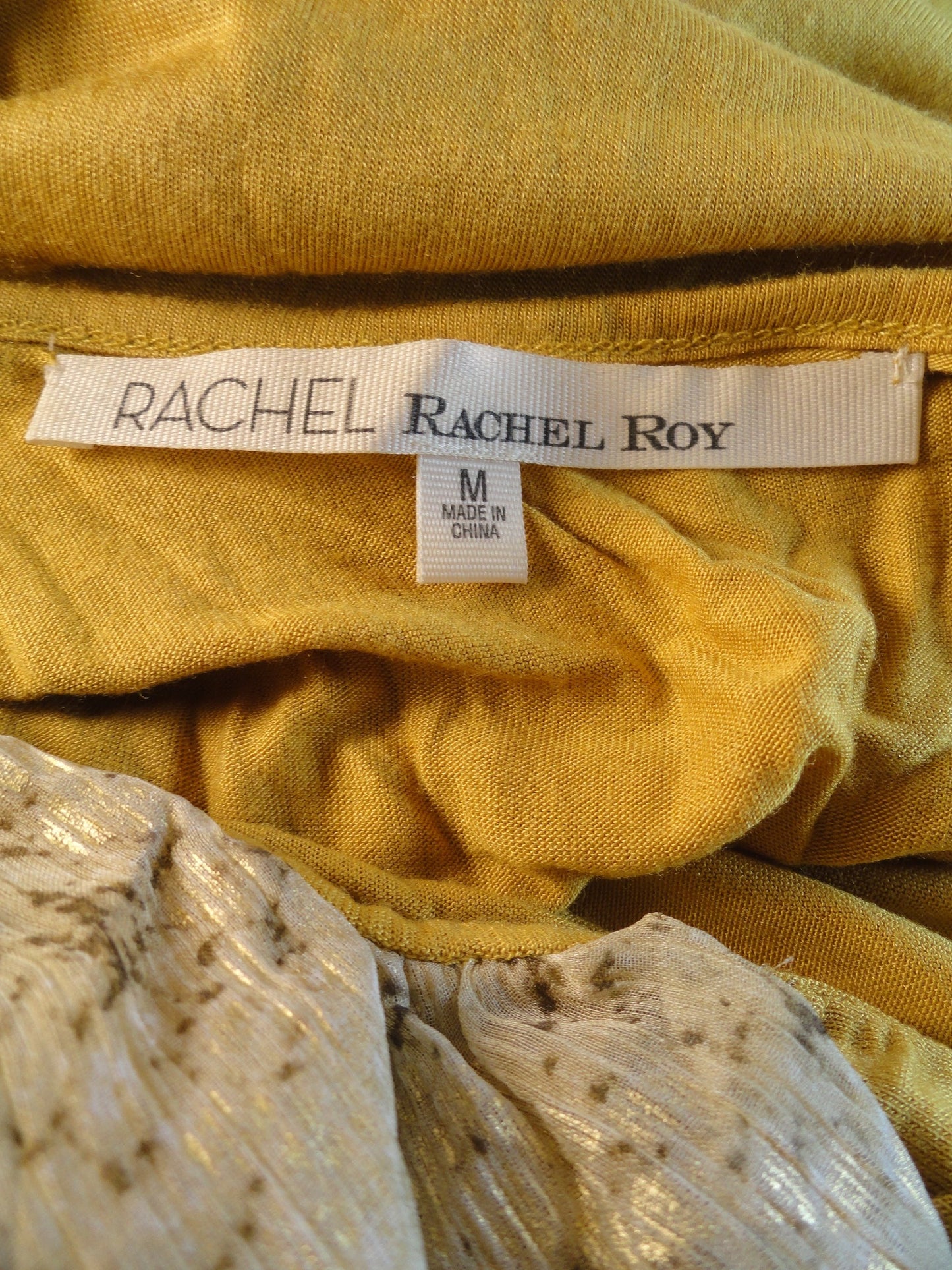 Load image into Gallery viewer, Rachel Roy 70&amp;#39;s Top Mustard Size M SKU 000023
