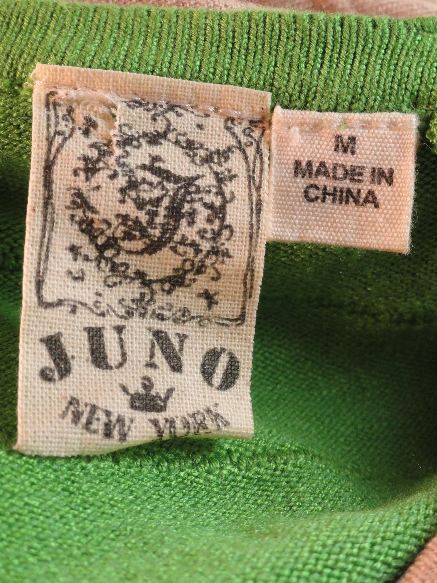 Juno New York 60's Top Asymmetrical  Green & Tan Size M (SKU 000024)
