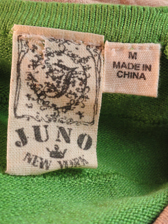 Juno New York 60's Top Asymmetrical  Green & Tan Size M (SKU 000024)