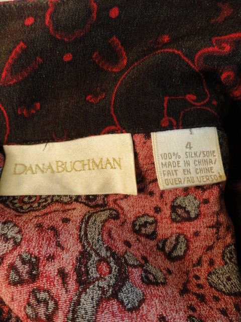 Dana Buchman 70's Blouse Red & Green Size 4 SKU 000031