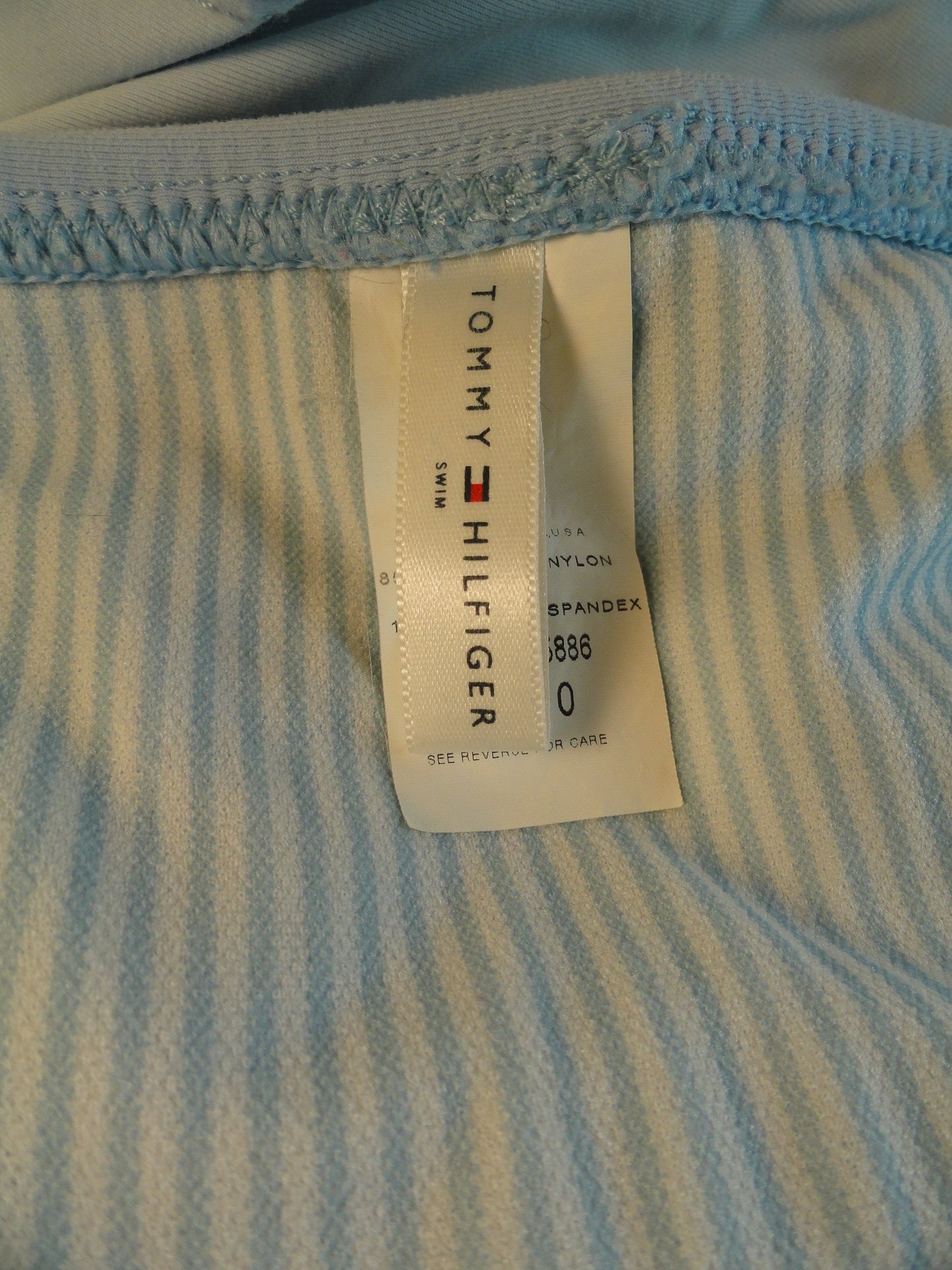 Load image into Gallery viewer, Tommy Hilfiger 70&amp;#39;s Swim Suit Bottom Baby Blue Size 10 SKU 000028
