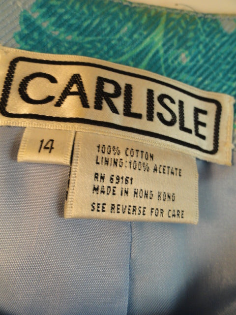 Carlisle 80's Blazer Sky Blue with a Floral Pattern Size 14 SKU 000043 ...