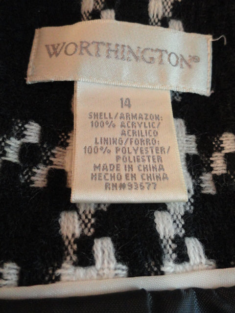 Worthington Blazer 80's Black & White Statement Size 14 SKU 000045