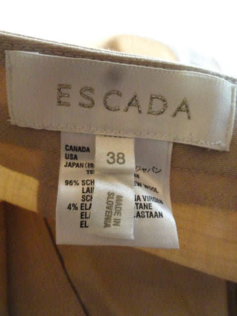 Escada 70's Pants Light Weight Wool Tan Size 38 SKU 000048
