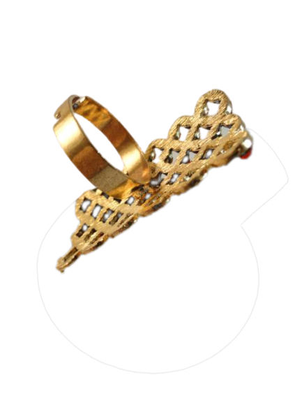 Load image into Gallery viewer, Ring Adjustable Gold with Red Stones (SKU 004000-36)
